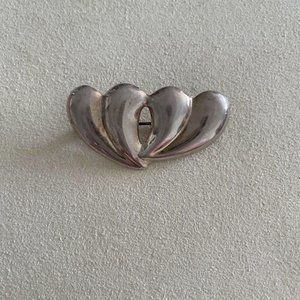 Vintage Sterling Silver Double Hearts Pin